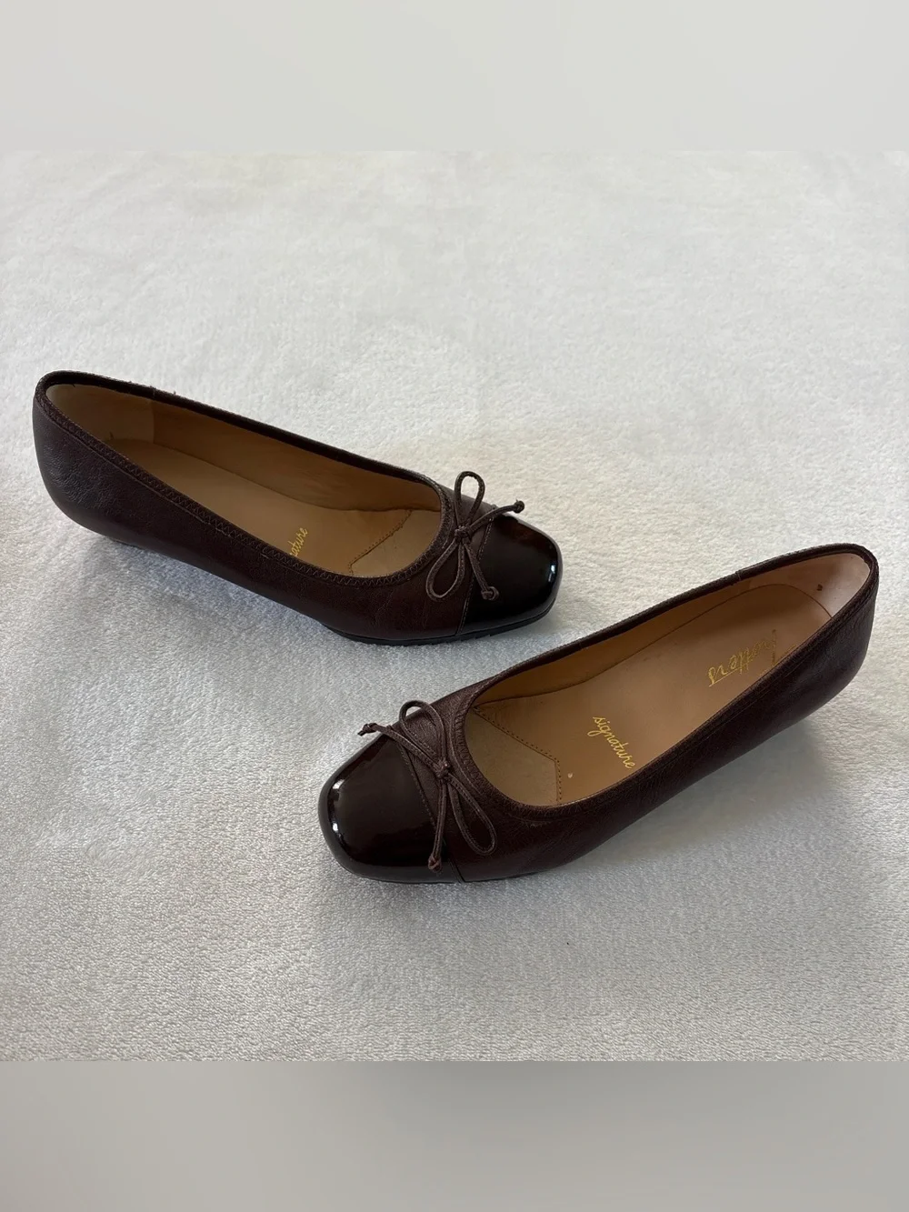 Vintage Y2K Trotters Brown Leather Wedge Pump Ballet Shoes W8